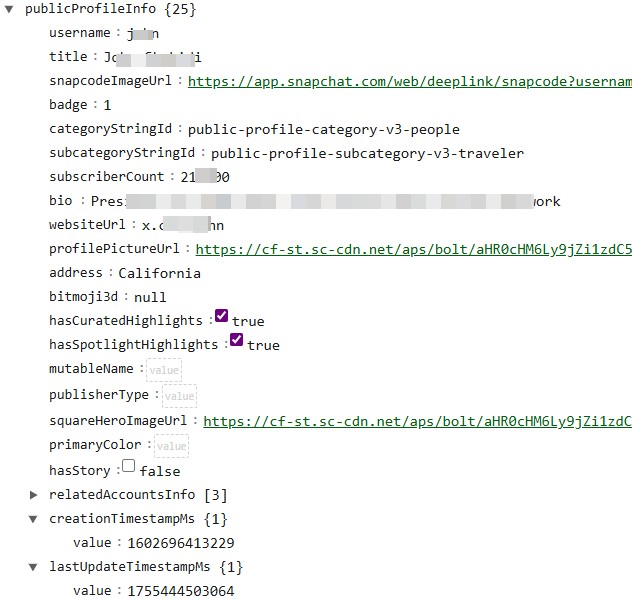 Snapchat Metadata Extraction Example