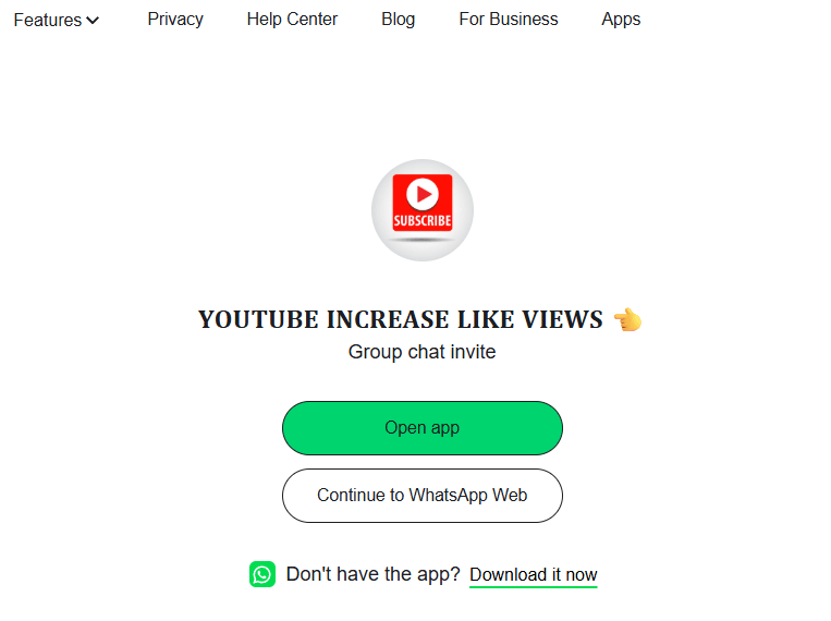 WhatsApp Open Group Invite Example